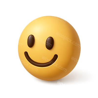 3D Smiling Icon in Isometric View with Volumetric Effects