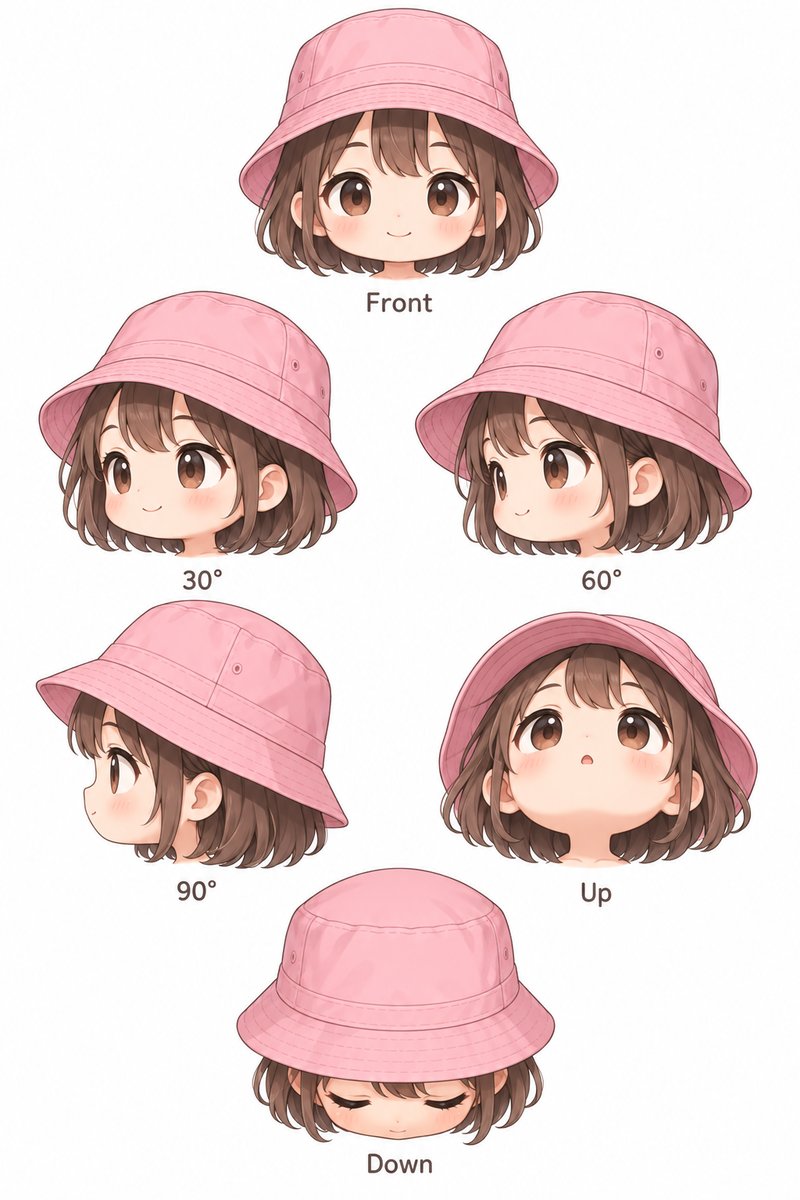 chibi head with pink bucket hat