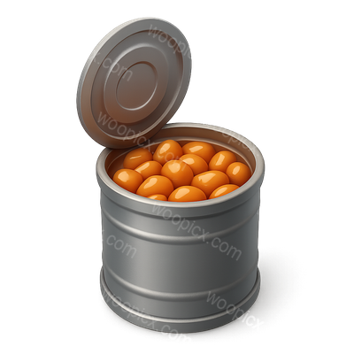 3D Icon of a Can of Baked Beans with Orange Beans
