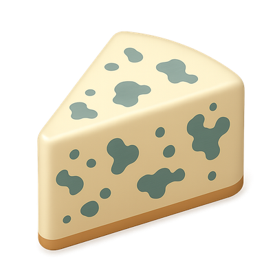 Stylized 3D Blue Cheese Icon with Isometric Design