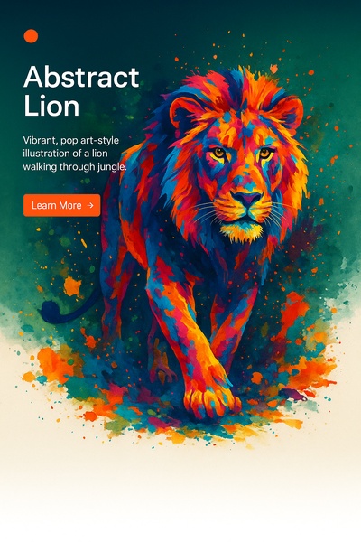 Vibrant Pop Art Lion Illustration in Jungle Background