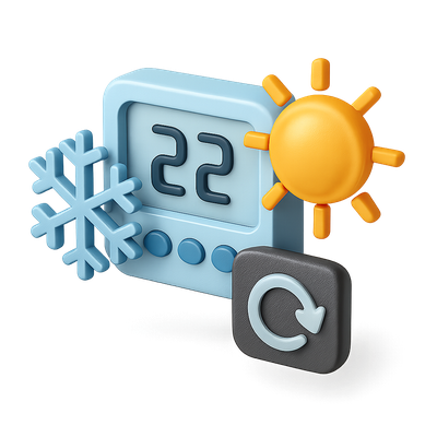 3D Climate Control Icon with Snowflake and Sun