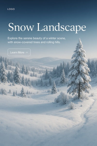 Serene Snow Landscape with Rolling Hills and Pine Trees