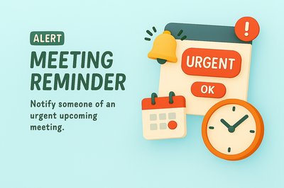 Colorful 3D Meeting Reminder Graphic with Alert Elements