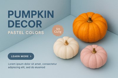 Charming Pastel Pumpkins on Blue Background for Fall Decor
