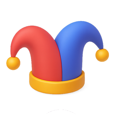 Colorful Jester Hat Icon in 3D Style