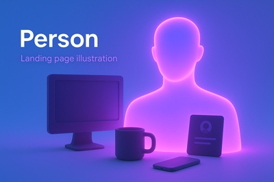 Glowing Neon Composition for Landing Page Design