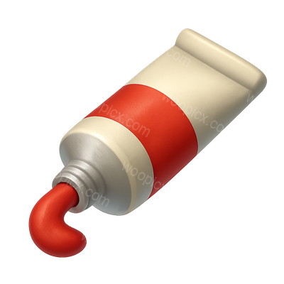 3D Oil Paint Tube Icon with Red and Cream Colors