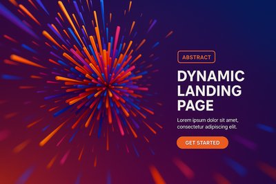 Dynamic Abstract Landing Page Design with Vibrant Colors