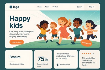 Dynamic Bento Grid Landing Page for Kindergarten Theme