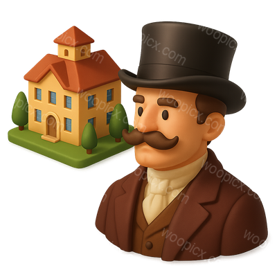3D Icon of a Baron with Estate in Isometric View