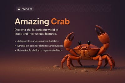 Amazing Crab Landing Page Design with 3D Illustration