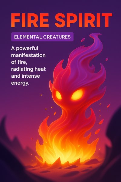3D Fire Spirit Illustration with Bold Design Elements