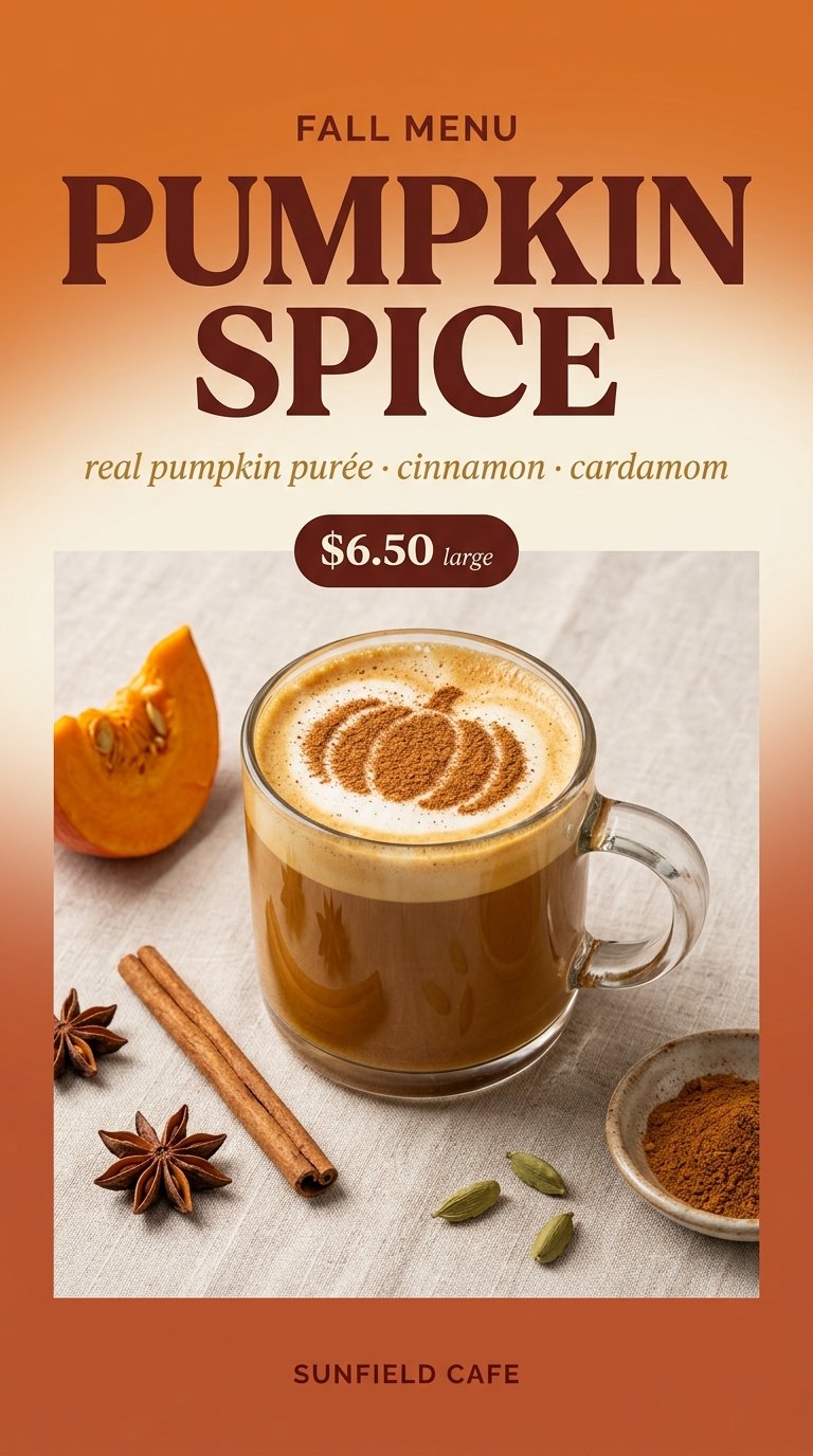 cozy pumpkin spice latte