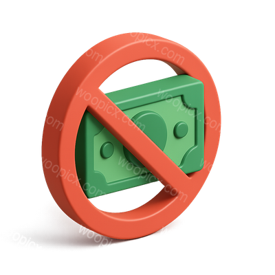 3D Cashless Icon with No Cash Symbol