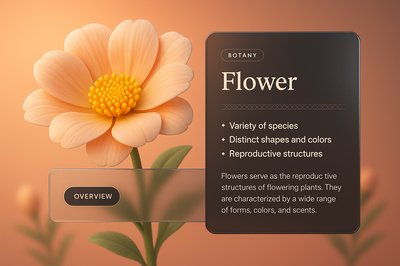 3D Flower Illustration with Integrated Design Elements
