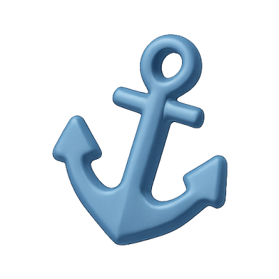 Stylized Blue Anchor Icon with Minimalist Design