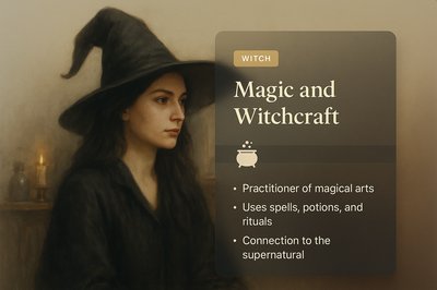 Mystical Witch Illustration with Text Overlay