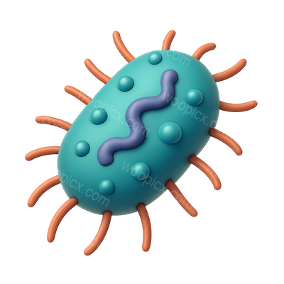 Colorful 3D Bacteria Icon with Isometric Design