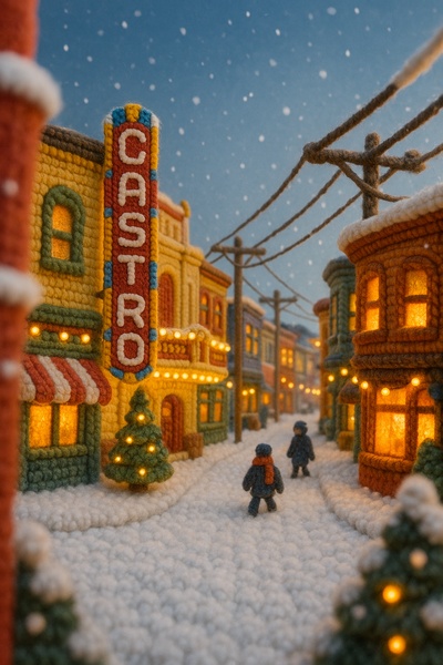 Whimsical Winter Scene in Castro District, SF