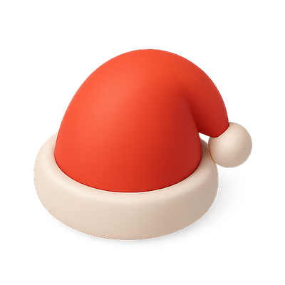3D Render of a Classic Christmas Santa Hat