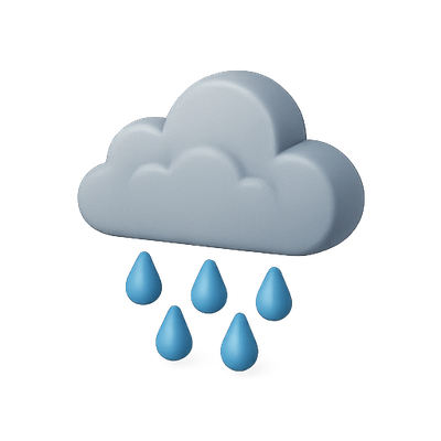 3D Cloud Icon with Raindrops for Weather Representation