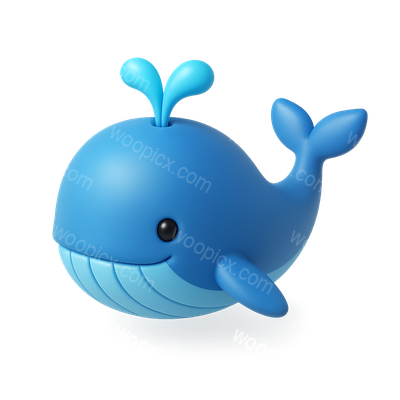 Adorable 3D Blue Whale Icon with Playful Design