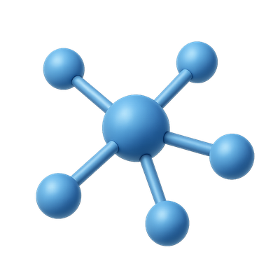 3D Connected Nodes Icon with Isometric View