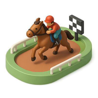 3D Horse Race Icon in Isometric View with Volumetric Feel