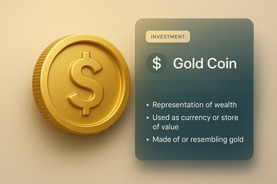 Stylish Gold Coin with Investment Insights