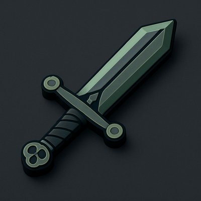 Stylized 3D Two-Tone Sword Icon for Gaming