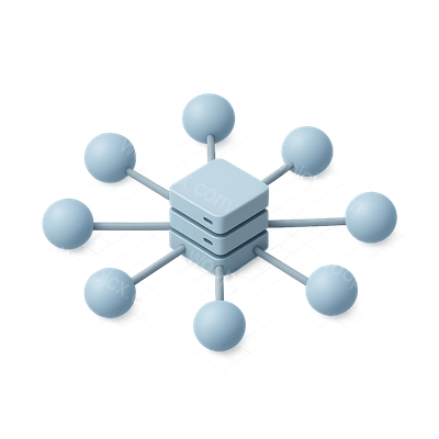 3D CDN Network Icon with Isometric Design