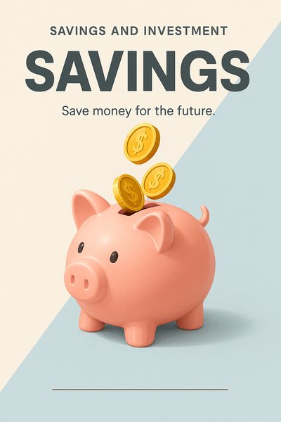 Modern Piggy Bank with Falling Coins for Savings and Investment