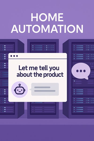 Home Automation Promotional Graphic Featuring Chatbot Interaction