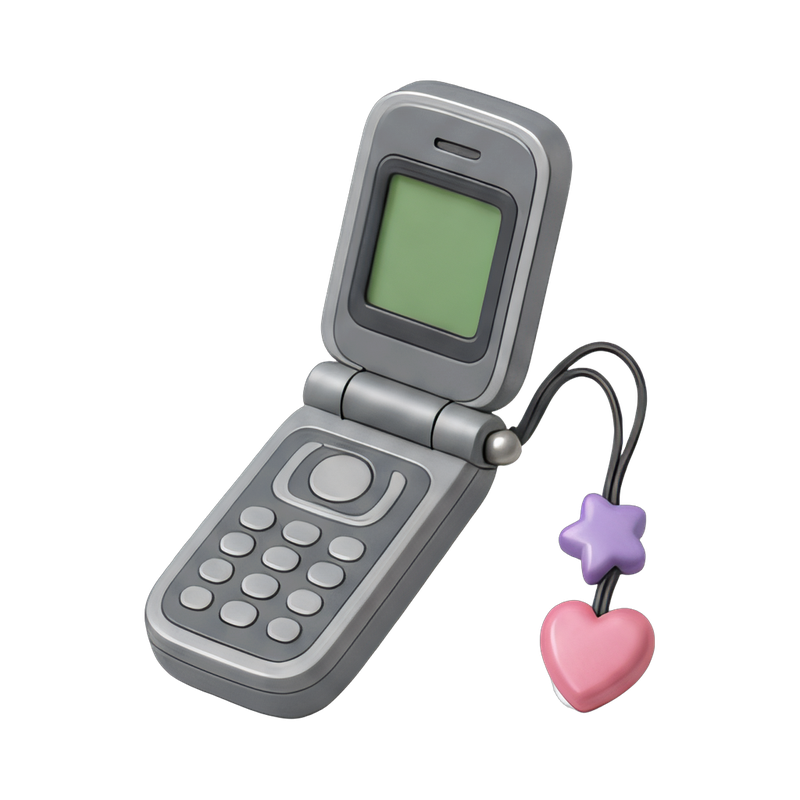 vintage flip phone with charm