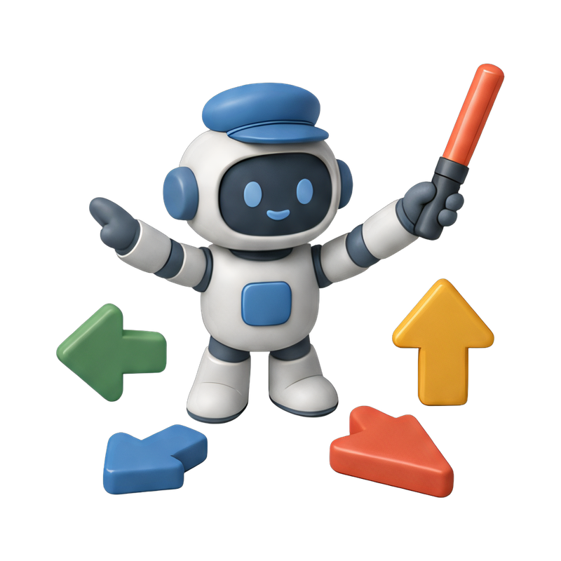 robot directing arrows traffic