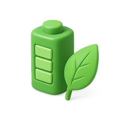 Eco-Friendly Battery Icon with Leaf Design