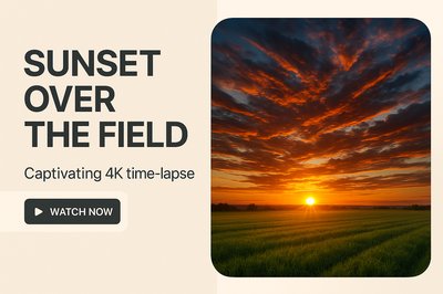 Stunning Sunset Over Field in Captivating 4K Time-lapse