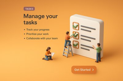 Vibrant 3D Scene of Task Management with Characters