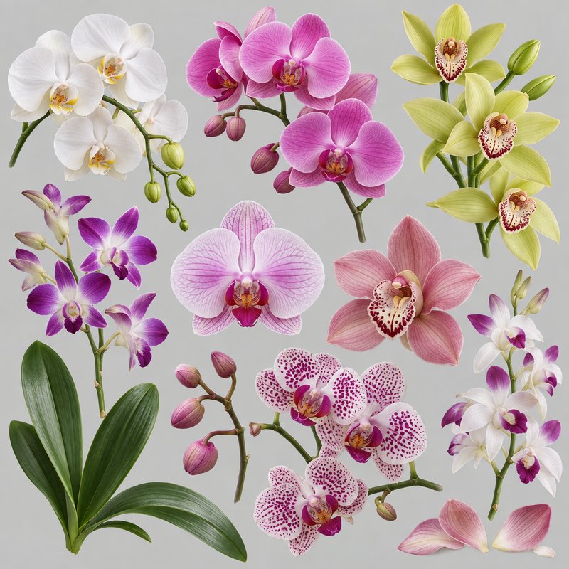 Elegant exotic orchid elements