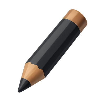 Stylish 3D Eyeliner Pencil Icon with Metallic Finish