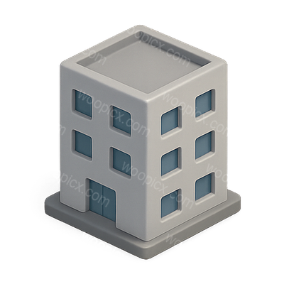 3D Rendered Building Icon with Modern Design