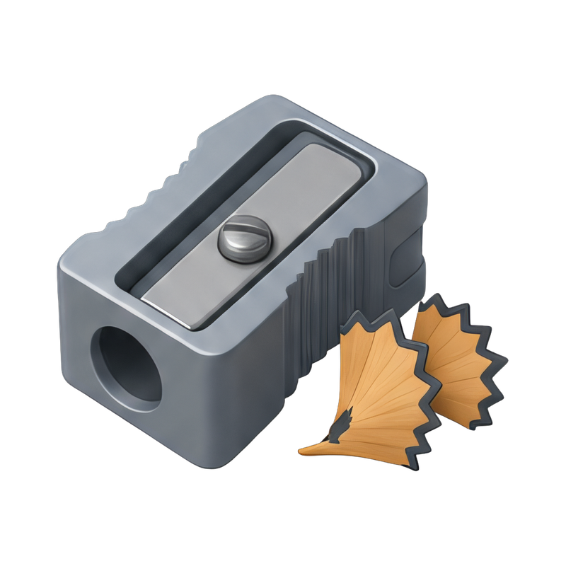 Pencil sharpener with wood shavings