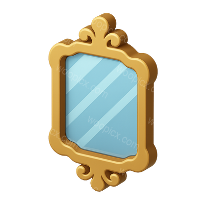 3D Decorative Mirror Icon with Ornate Frame
