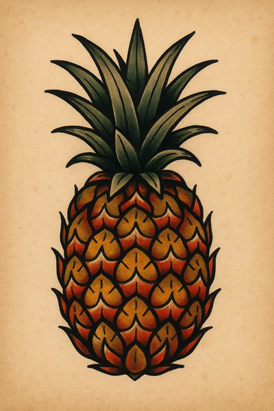 Artistic Illustration of a Pineapple on Vintage Background