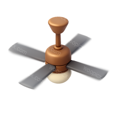 Stylish 3D Spinning Ceiling Fan Icon with Isometric View