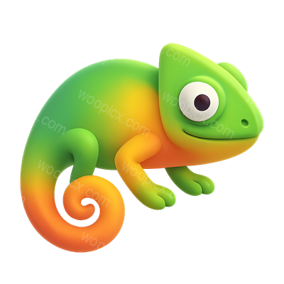 Vibrant 3D Chameleon Icon with Color Change Effect