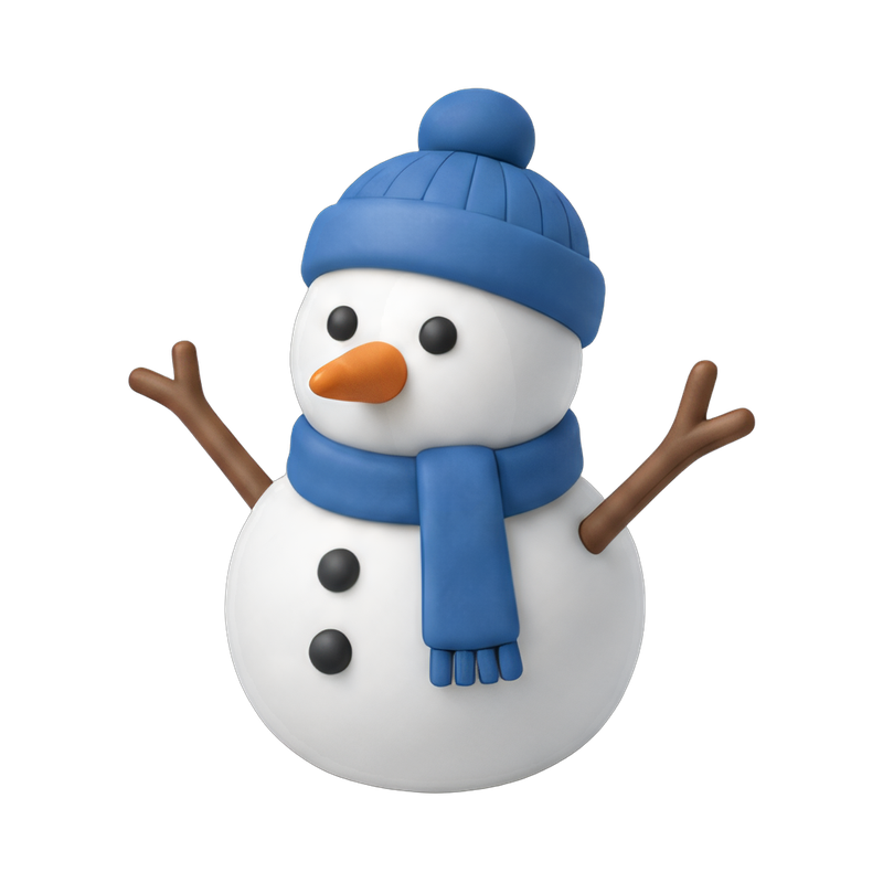 playful snowman with carrot nose