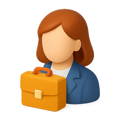 3D Style Businesswoman Icon with Briefcase