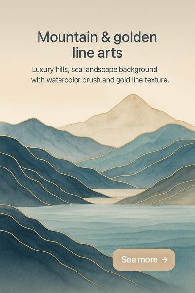 Mountain and Golden Line Art Background for Luxury Decor